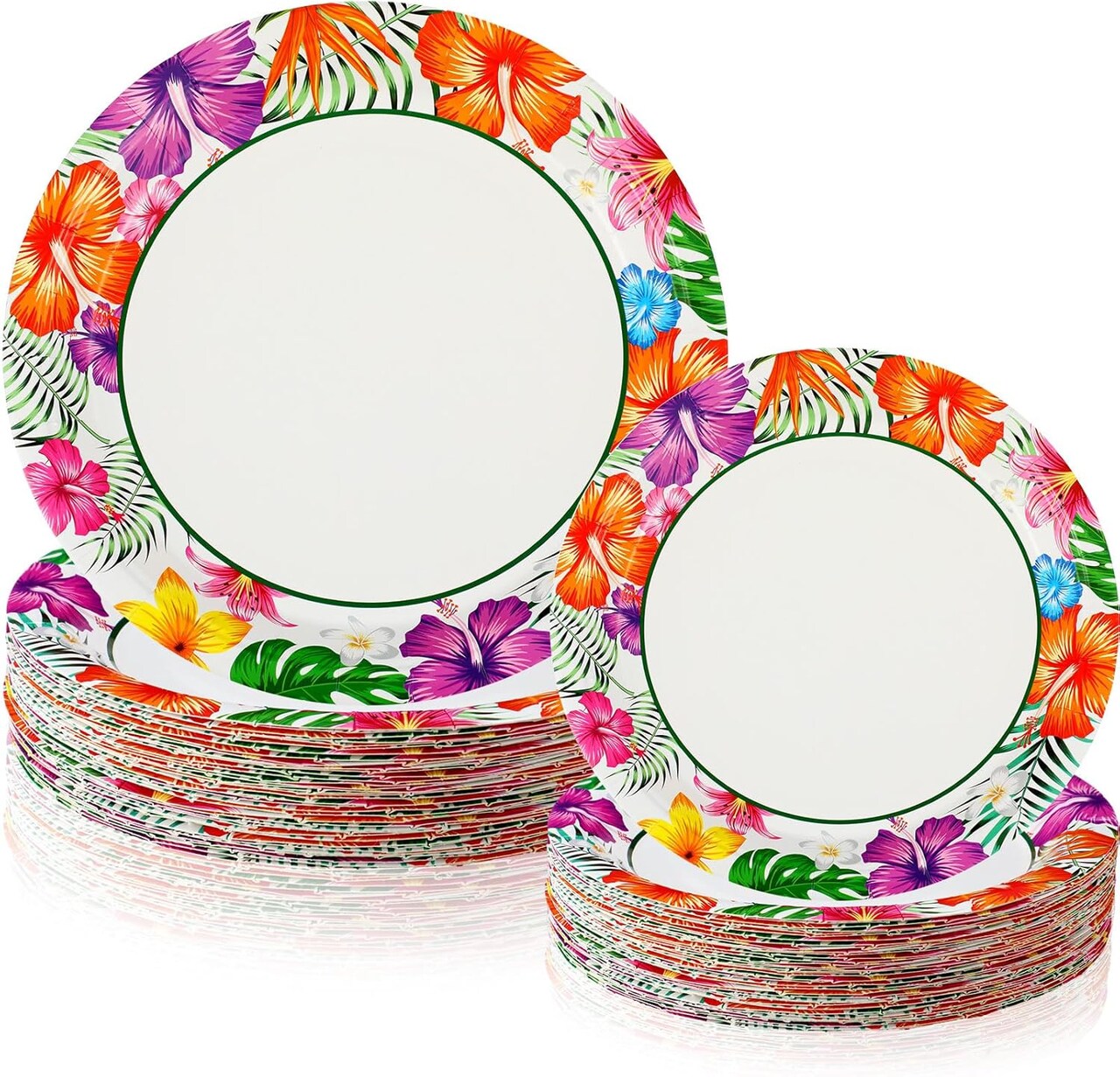 60 Pcs Summer Party Paper Plates Disposable Round Paper Dessert Plates